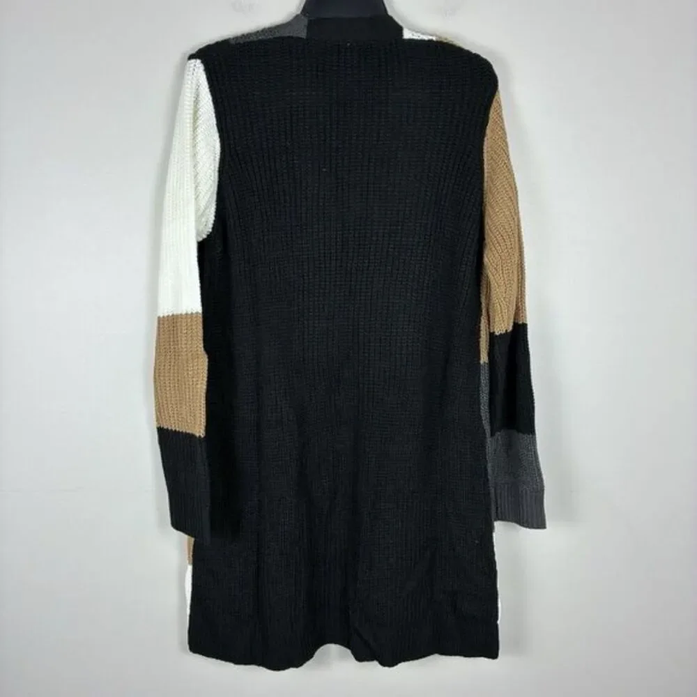 Fortune + Ivy Stitch Fix Long Open Cardigan Sweater Sz L Stripe Cozy Classic New